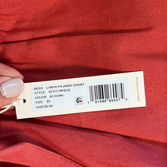 Rebecca Taylor Women Coral Linen-Blend Pajama Shorts | Extra Small - Picture 7 of 7